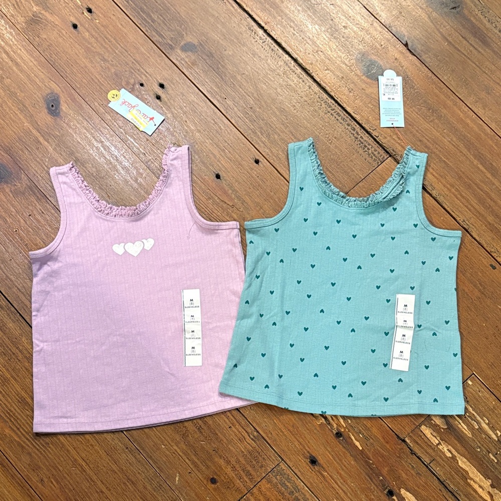 Kids Ribbed Tank Top set - Purple & Teal